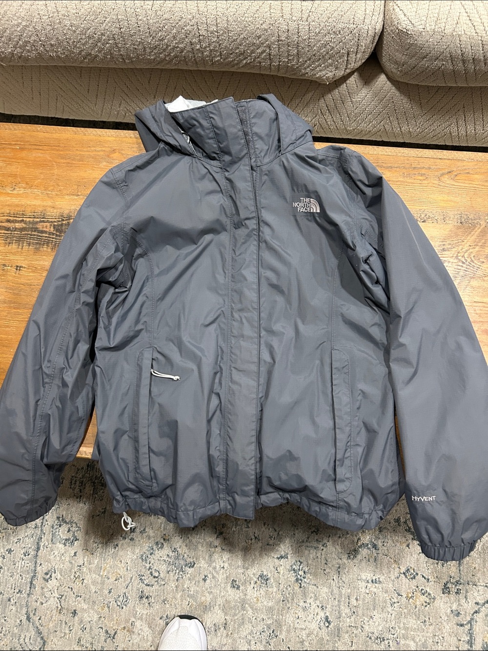 The North Face Gray Hooded Rain Jacket